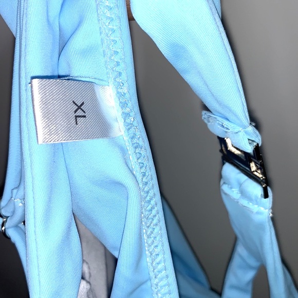 NEW QINSEN • Light Blue One Piece High Cut Cutout Swimsuit XL - Picture 6 of 7